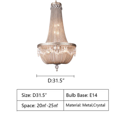 Oversize Modern Metal Art Luxury Crystal Chandelier for Duplex Hall/Staircase/Villa/Foyer - cyranlamps