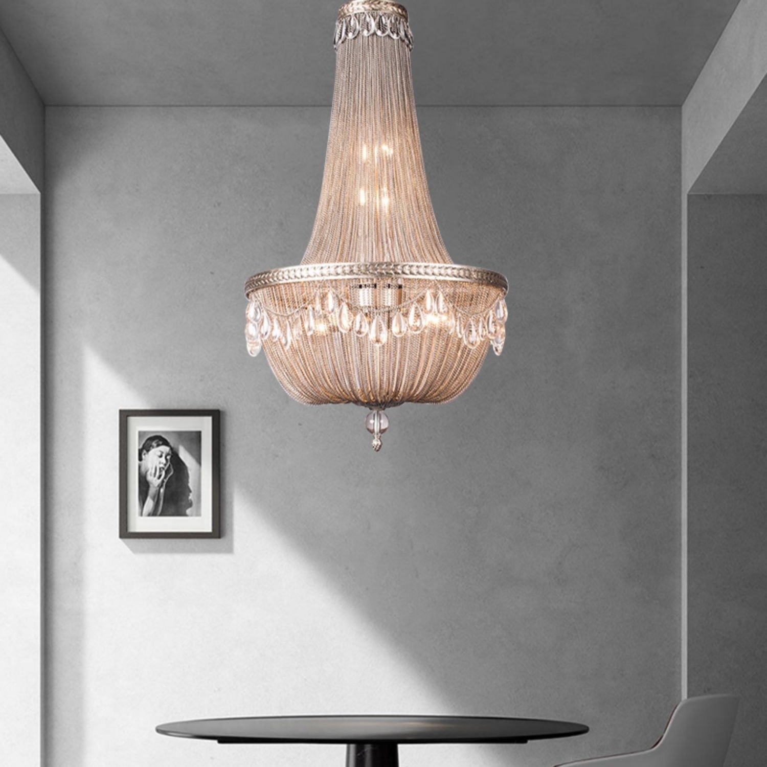 Oversize Modern Metal Art Luxury Crystal Chandelier for Duplex Hall/Staircase/Villa/Foyer - cyranlamps