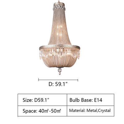 Oversize Modern Metal Art Luxury Crystal Chandelier for Duplex Hall/Staircase/Villa/Foyer - cyranlamps