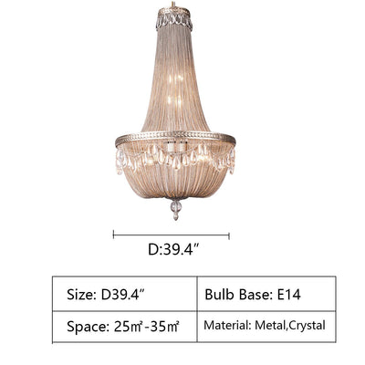 Oversize Modern Metal Art Luxury Crystal Chandelier for Duplex Hall/Staircase/Villa/Foyer - cyranlamps