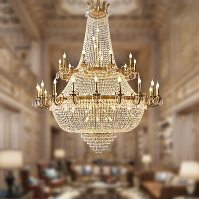 Oversized Luxury Double - layers Golden French Style Crystal Chandelier for Living/Dinning Room/Foyer/Hallway/Staircase - cyranlamps