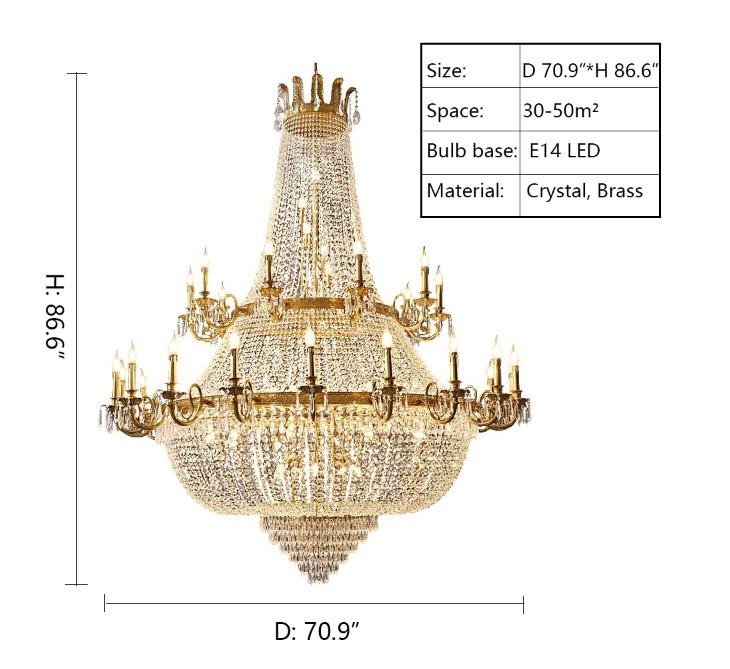 Oversized Luxury Double - layers Golden French Style Crystal Chandelier for Living/Dinning Room/Foyer/Hallway/Staircase - cyranlamps