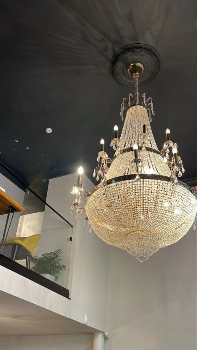 Oversized Luxury Double - layers Golden French Style Crystal Chandelier for Living/Dinning Room/Foyer/Hallway/Staircase - cyranlamps