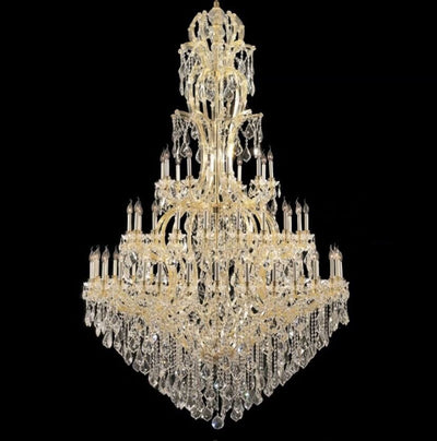 Oversized Luxury Traditional Gold/Chrome Candle Branch Crystal Chandelier for 2 - story/Duplex Buildings - cyranlamps