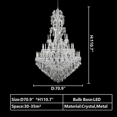Oversized Luxury Traditional Gold/Chrome Candle Branch Crystal Chandelier for 2 - story/Duplex Buildings - cyranlamps