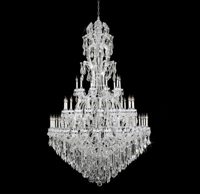 Oversized Luxury Traditional Gold/Chrome Candle Branch Crystal Chandelier for 2 - story/Duplex Buildings - cyranlamps