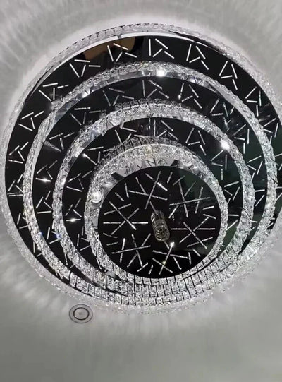 Oversized Modern Creative Flush Mount Round Multi - layers Crystal Pendant Chandelier for Living/Dining Room/Hallway - cyranlamps