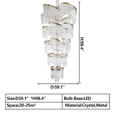 Oversized Modern Designer Creative Multi - tiered Luxury Spiral Crystal Chandelier For High - ceiling Foyer/Entryway/Hallway - cyranlamps