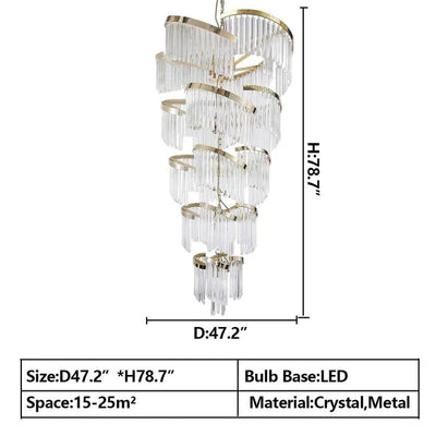 Oversized Modern Designer Creative Multi - tiered Luxury Spiral Crystal Chandelier For High - ceiling Foyer/Entryway/Hallway - cyranlamps