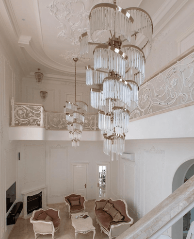 Oversized Modern Designer Creative Multi - tiered Luxury Spiral Crystal Chandelier For High - ceiling Foyer/Entryway/Hallway - cyranlamps