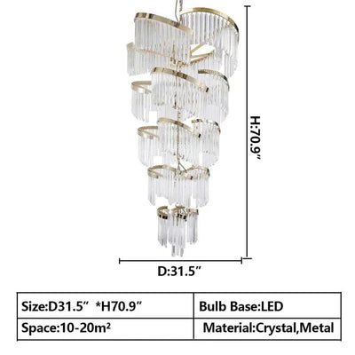 Oversized Modern Designer Creative Multi - tiered Luxury Spiral Crystal Chandelier For High - ceiling Foyer/Entryway/Hallway - cyranlamps
