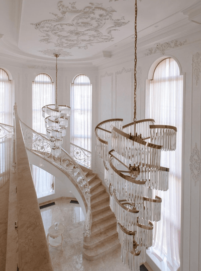 Oversized Modern Designer Creative Multi - tiered Luxury Spiral Crystal Chandelier For High - ceiling Foyer/Entryway/Hallway - cyranlamps