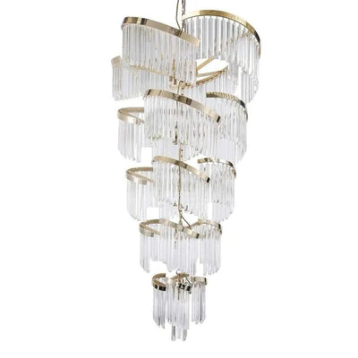 Oversized Modern Designer Creative Multi - tiered Luxury Spiral Crystal Chandelier For High - ceiling Foyer/Entryway/Hallway - cyranlamps