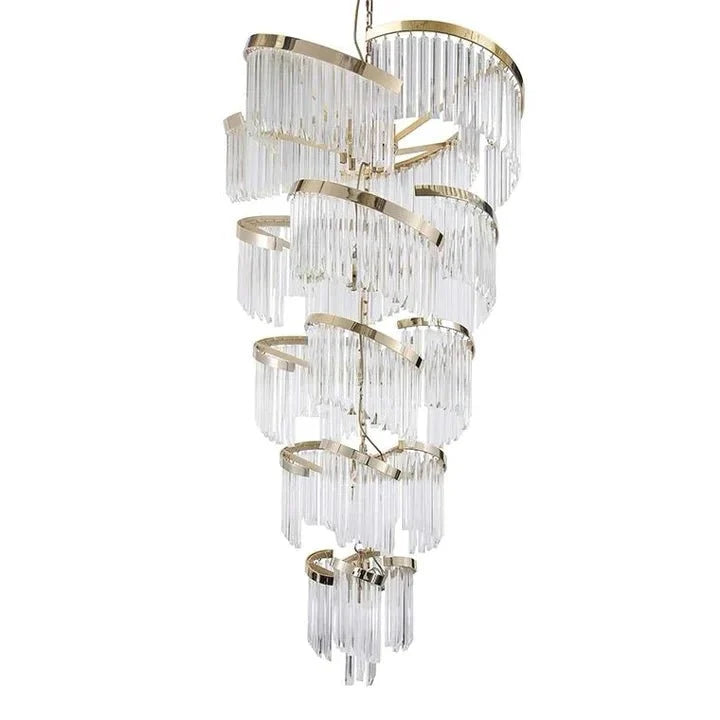 Oversized Modern Designer Creative Multi - tiered Luxury Spiral Crystal Chandelier For High - ceiling Foyer/Entryway/Hallway - cyranlamps