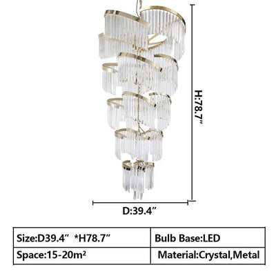 Oversized Modern Designer Creative Multi - tiered Luxury Spiral Crystal Chandelier For High - ceiling Foyer/Entryway/Hallway - cyranlamps