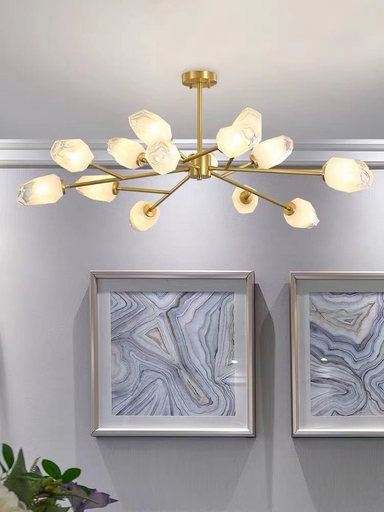 Oversized Modern Sputnik Facet Multiple Glass Chandelier for Living Room/Bedroom - cyranlamps
