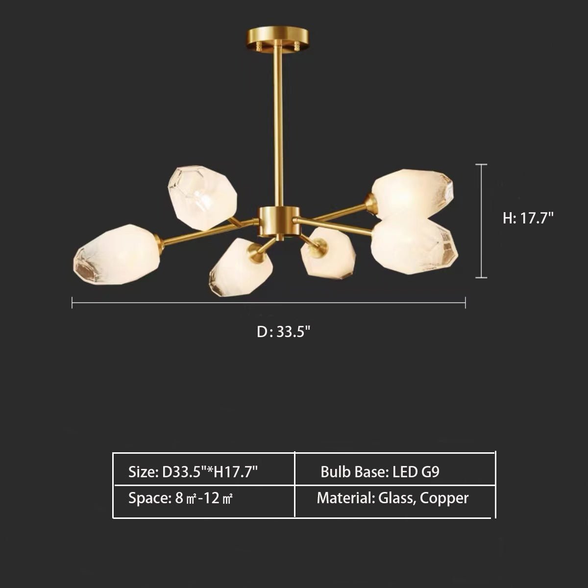 Oversized Modern Sputnik Facet Multiple Glass Chandelier for Living Room/Bedroom - cyranlamps