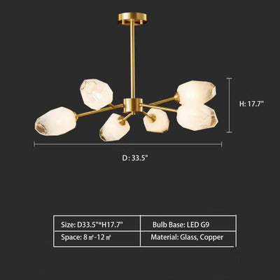 Oversized Modern Sputnik Facet Multiple Glass Chandelier for Living Room/Bedroom - cyranlamps