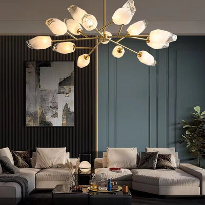 Oversized Modern Sputnik Facet Multiple Glass Chandelier for Living Room/Bedroom - cyranlamps