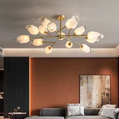 Oversized Modern Sputnik Facet Multiple Glass Chandelier for Living Room/Bedroom - cyranlamps