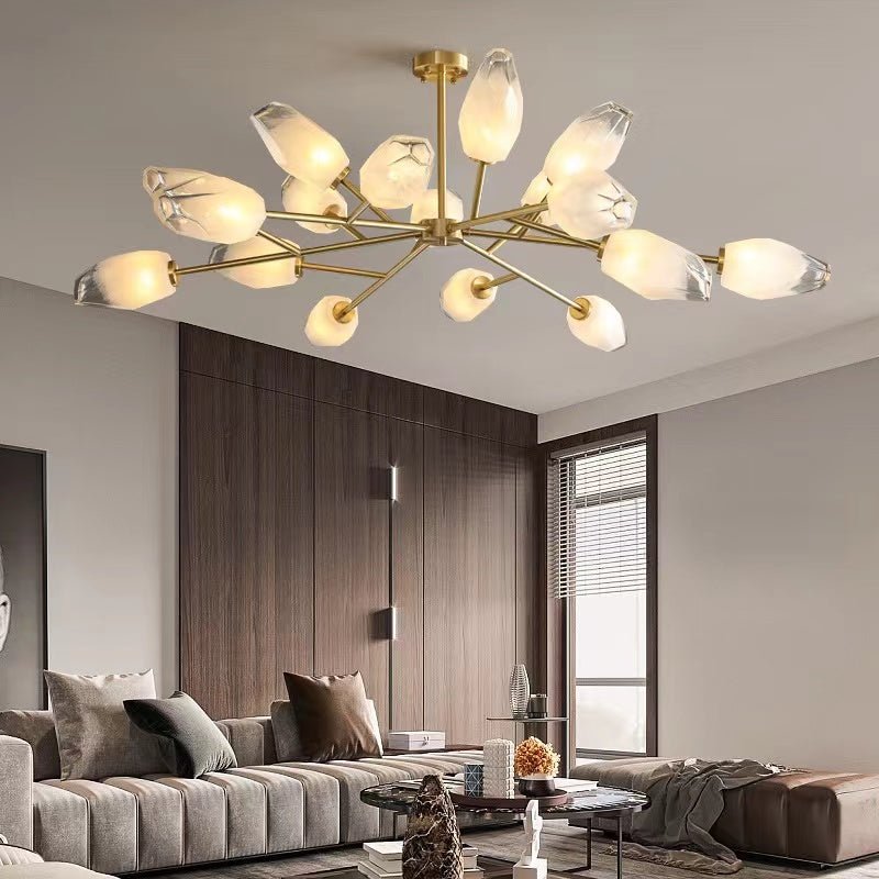 Oversized Modern Sputnik Facet Multiple Glass Chandelier for Living Room/Bedroom - cyranlamps