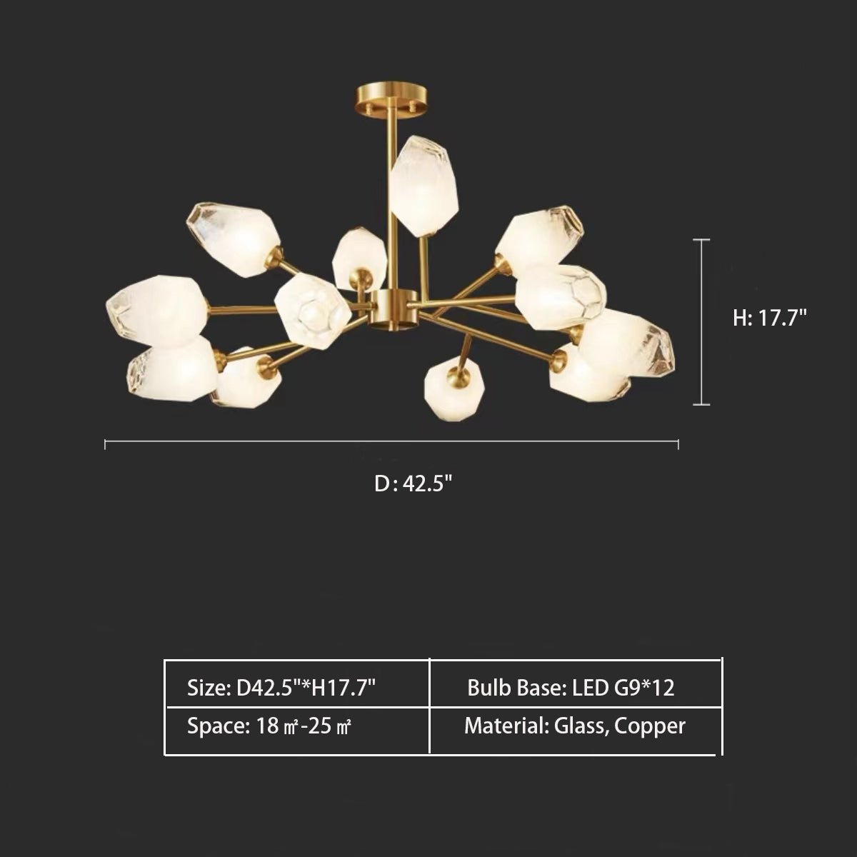 Oversized Modern Sputnik Facet Multiple Glass Chandelier for Living Room/Bedroom - cyranlamps