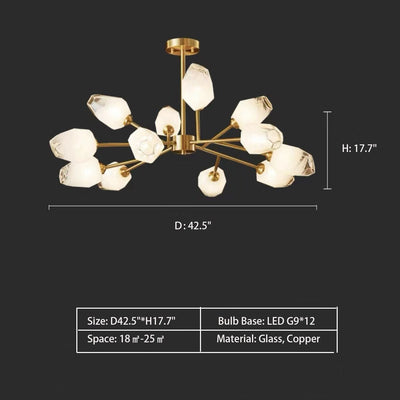 Oversized Modern Sputnik Facet Multiple Glass Chandelier for Living Room/Bedroom - cyranlamps