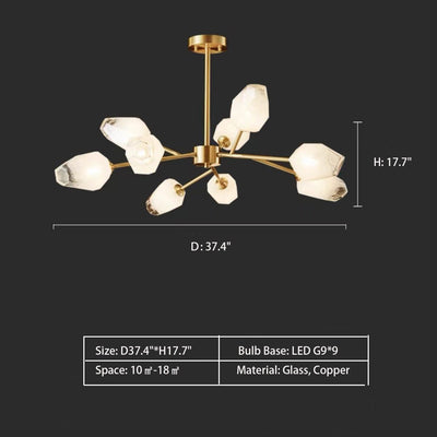 Oversized Modern Sputnik Facet Multiple Glass Chandelier for Living Room/Bedroom - cyranlamps