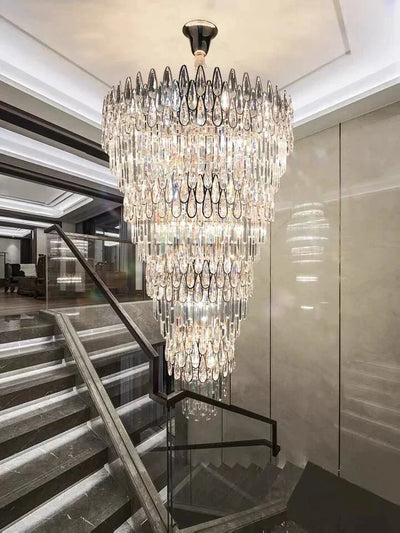 Oversized Multi - layers Luxury Creative Art Crystal Chandelier for Foyer/Staircase/Hallway - cyranlamps