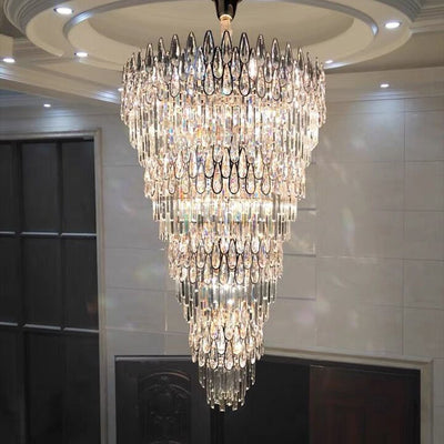 Oversized Multi - layers Luxury Creative Art Crystal Chandelier for Foyer/Staircase/Hallway - cyranlamps