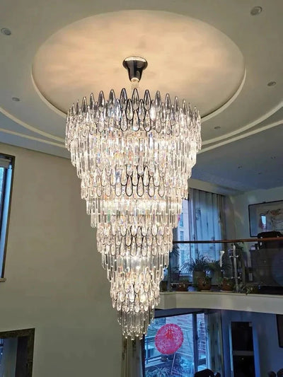 Oversized Multi - layers Luxury Creative Art Crystal Chandelier for Foyer/Staircase/Hallway - cyranlamps