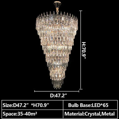 Oversized Multi - layers Luxury Creative Art Crystal Chandelier for Foyer/Staircase/Hallway - cyranlamps
