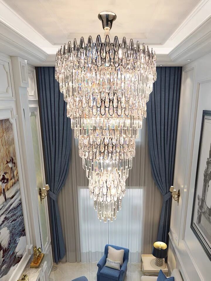 Oversized Multi - layers Luxury Creative Art Crystal Chandelier for Foyer/Staircase/Hallway - cyranlamps