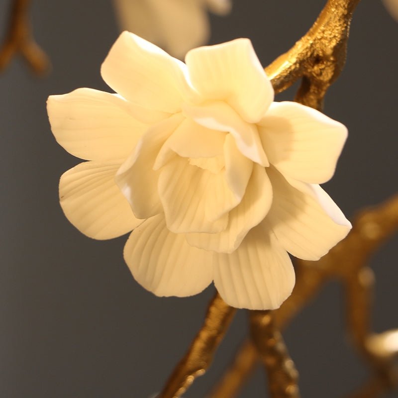 Post - Modern Art Brass and Ceramics Flower Pendant Branch Chandelier for Living/Dining Room - cyranlamps