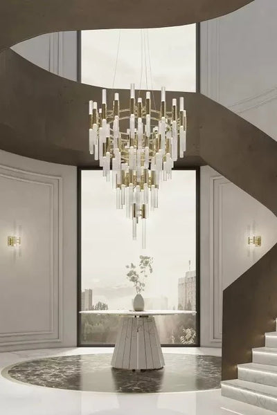 Post - modern Simple Light Luxury 3 - Tier Round Glass Tubes Chandelier - cyranlamps