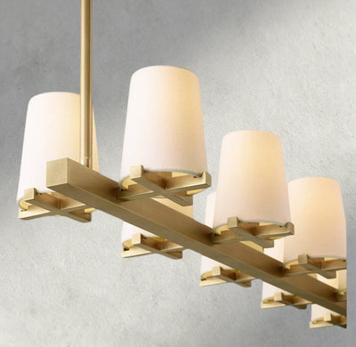 Puailace Fabric Shade Linear Chandelier - cyranlighting