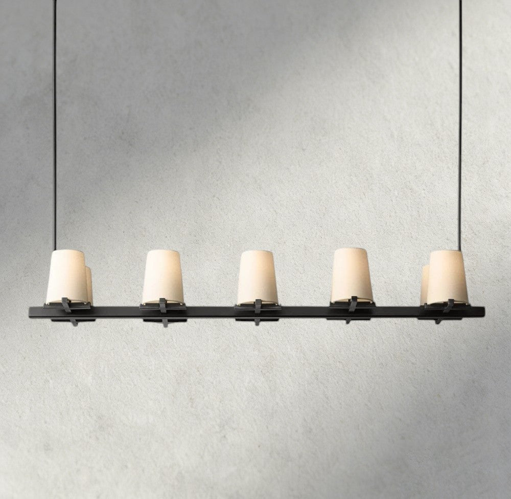 Puailace Fabric Shade Linear Chandelier - cyranlighting