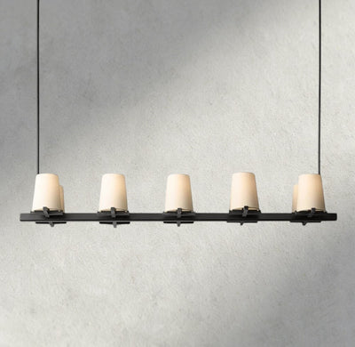 Puailace Fabric Shade Linear Chandelier - cyranlighting