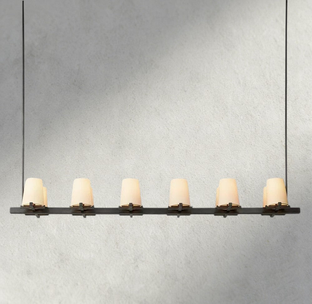 Puailace Fabric Shade Linear Chandelier - cyranlighting