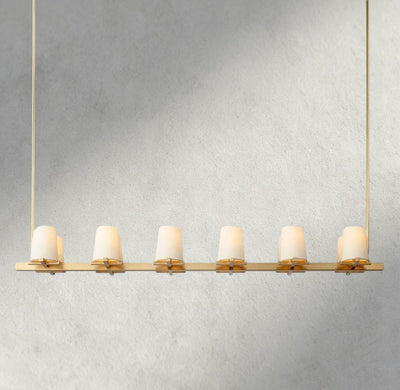 Puailace Fabric Shade Linear Chandelier - cyranlighting