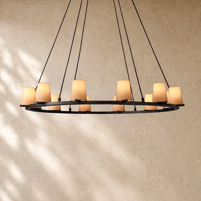Pauillacia Fabric Shade Round Chandelier