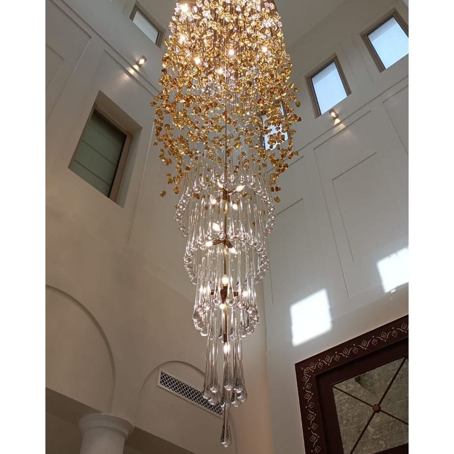 Rainfall Glass Gem Stone Chandelier - cyranlamps