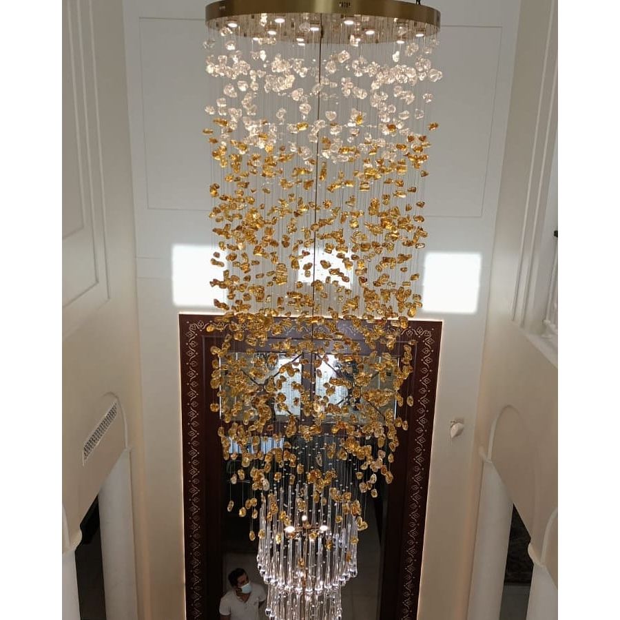 Rainfall Glass Gem Stone Chandelier - cyranlamps