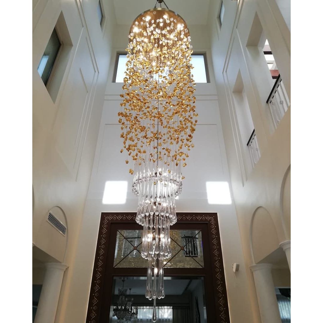 Rainfall Glass Gem Stone Chandelier - cyranlamps
