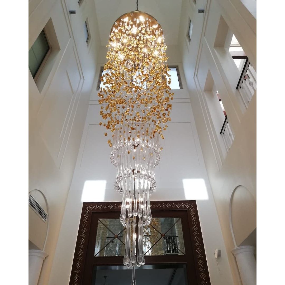 Rainfall Glass Gem Stone Chandelier - cyranlamps