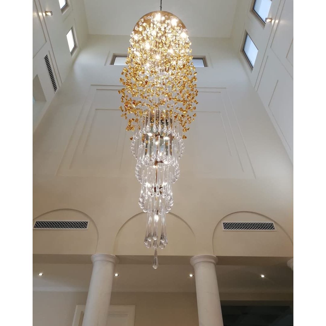 Rainfall Glass Gem Stone Chandelier - cyranlamps