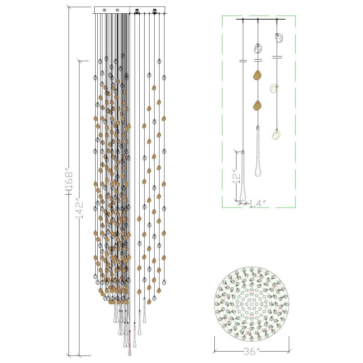 Rainfall Glass Gem Stone Chandelier - cyranlamps