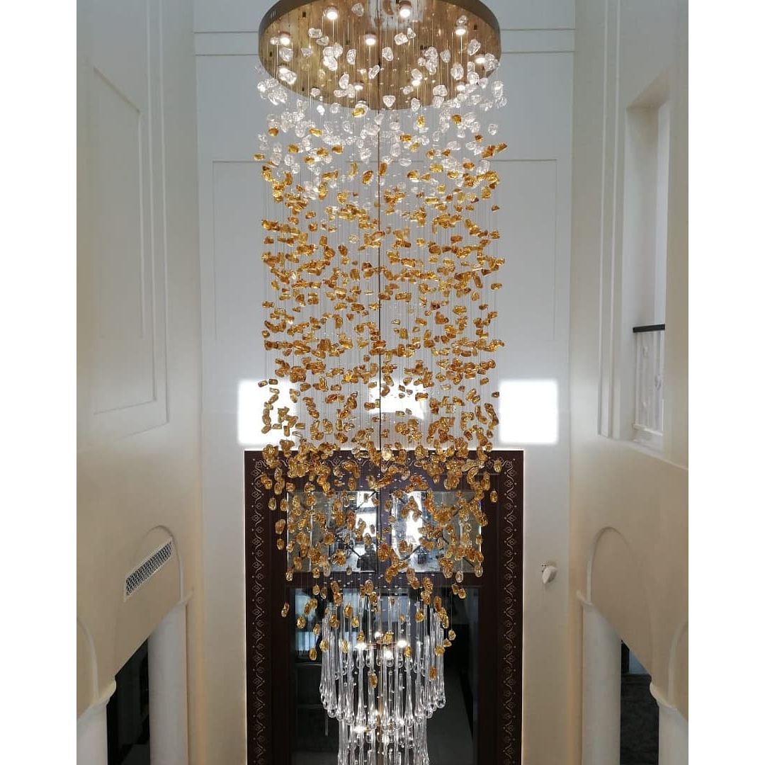 Rainfall Glass Gem Stone Chandelier - cyranlamps