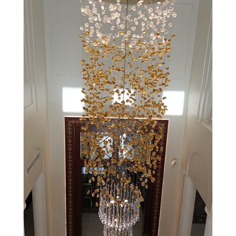 Rainfall Glass Gem Stone Chandelier - cyranlamps