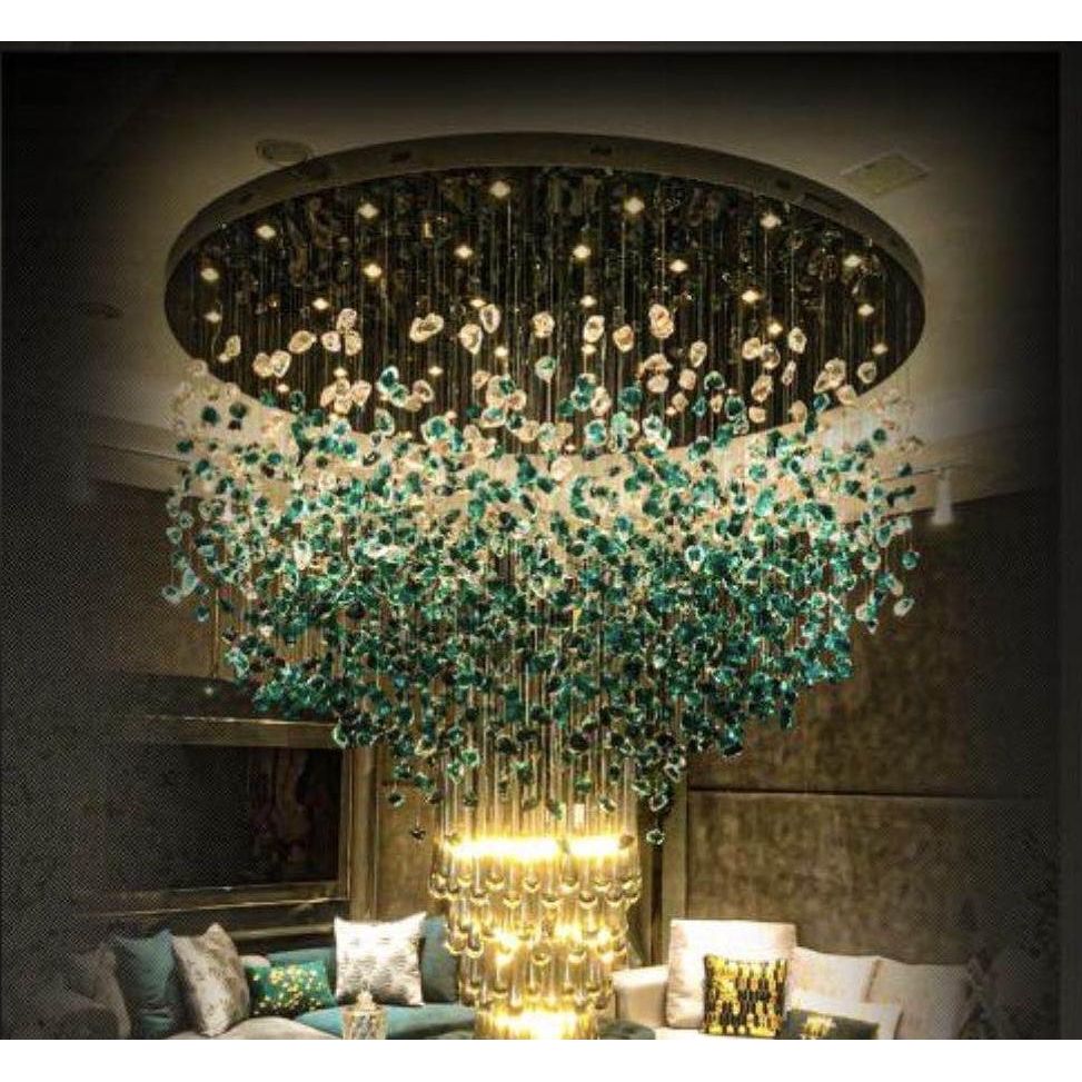 Rainfall Glass Gem Stone Chandelier - cyranlamps